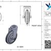 Rvs zwenkwiel, 125mm diameter, rubber loopvlak, rollager RVS - Afbeelding 3