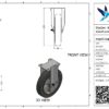 Stalen bokwiel, 250mm diameter, elastisch rubber loopvlak, kogellager, 299mm bouwhoogte - Afbeelding 3