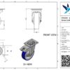 Stalen zwenkwiel, 125mm diameter, PU loopvlak, kogellager, dubbele rem, naloop - Afbeelding 3