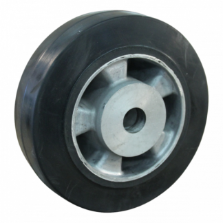 Aluminium wiel, 160mm diameter, elastisch rubber loopvlak, glijlager, LW903820